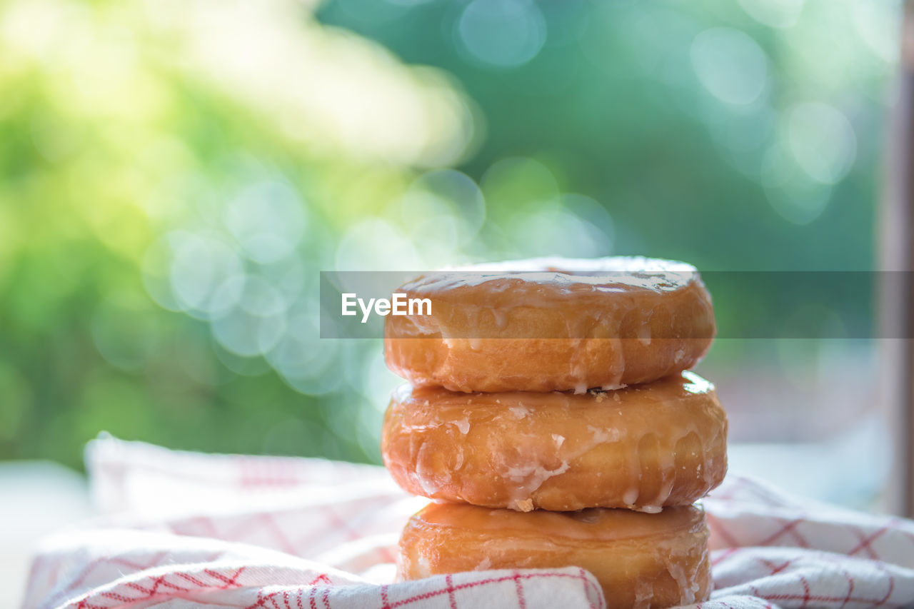 Close-up of stack of donuts