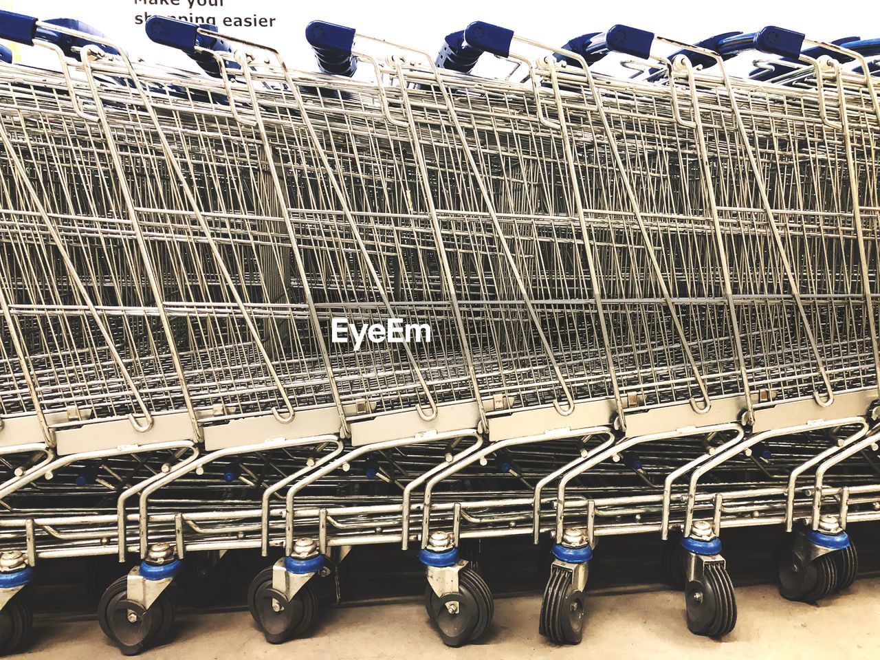 CLOSE-UP OF SHOPPING CART AT STORE