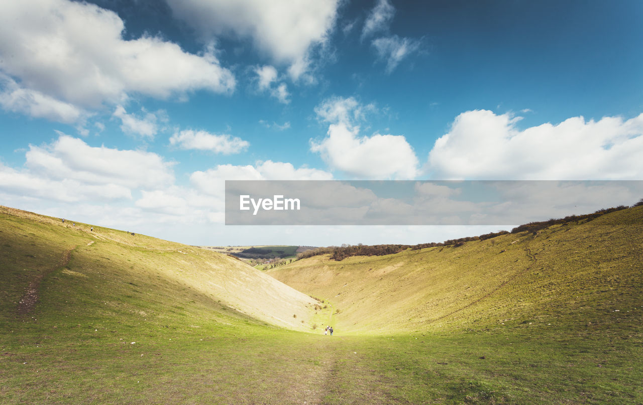 Scenic view of landscape against cloudy sky