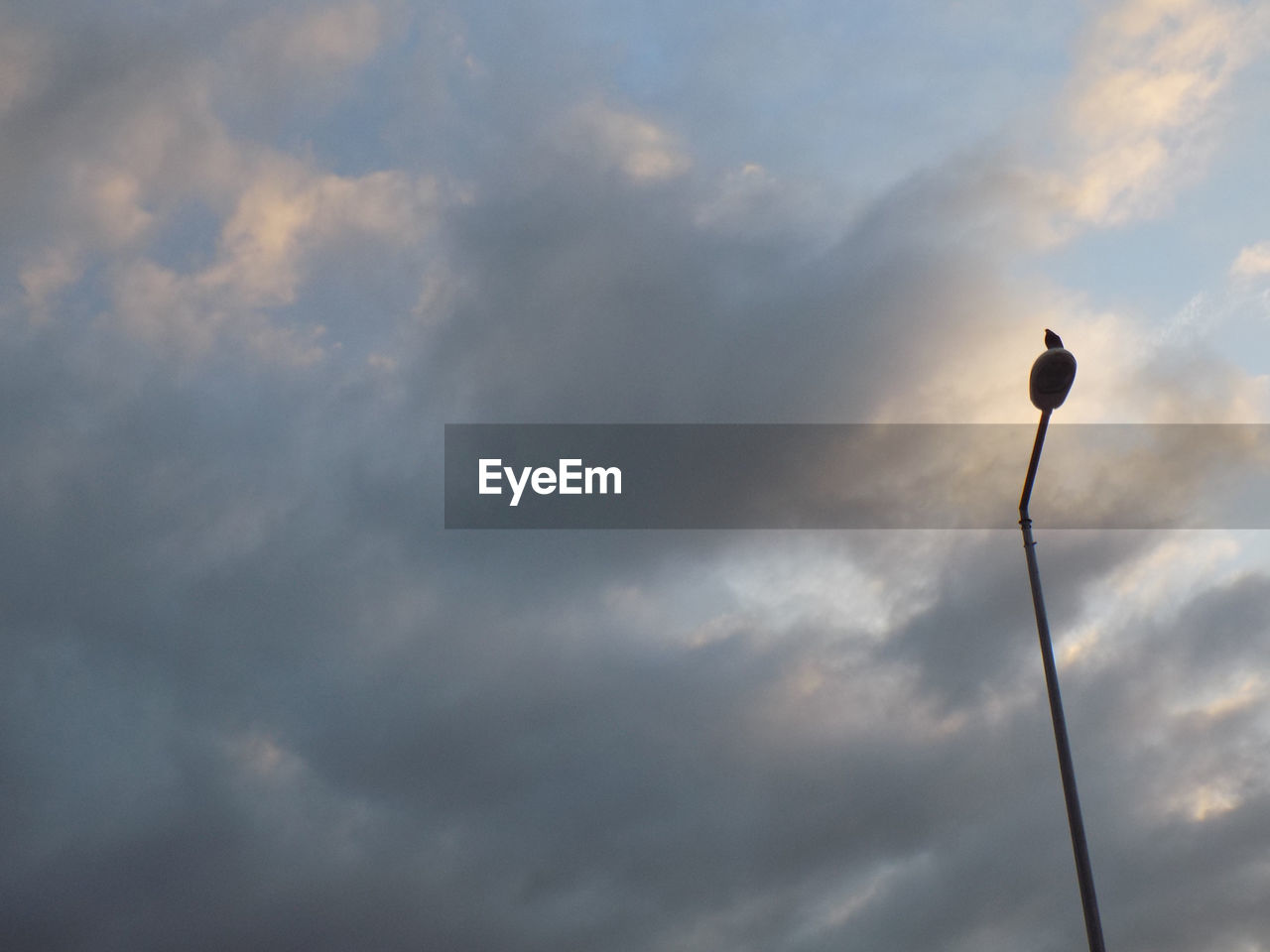 LOW ANGLE VIEW OF STREET LIGHTS AGAINST CLOUDY SKY