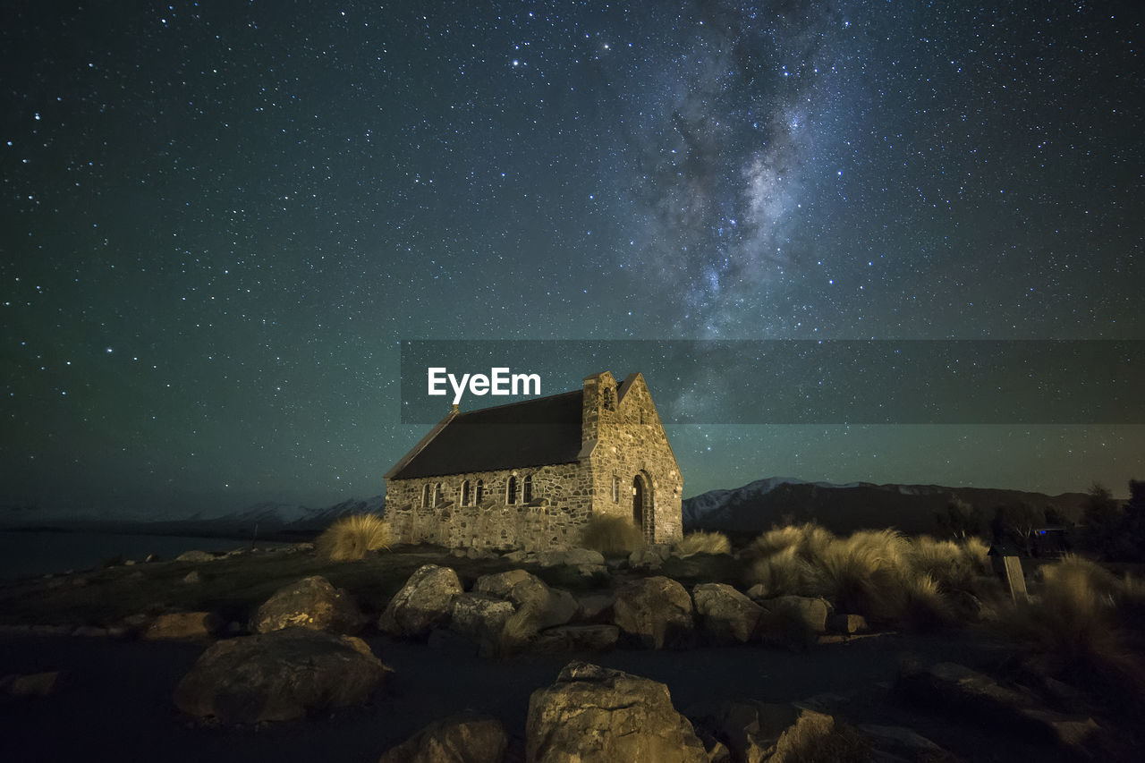 Milky way over church of the good shepherd