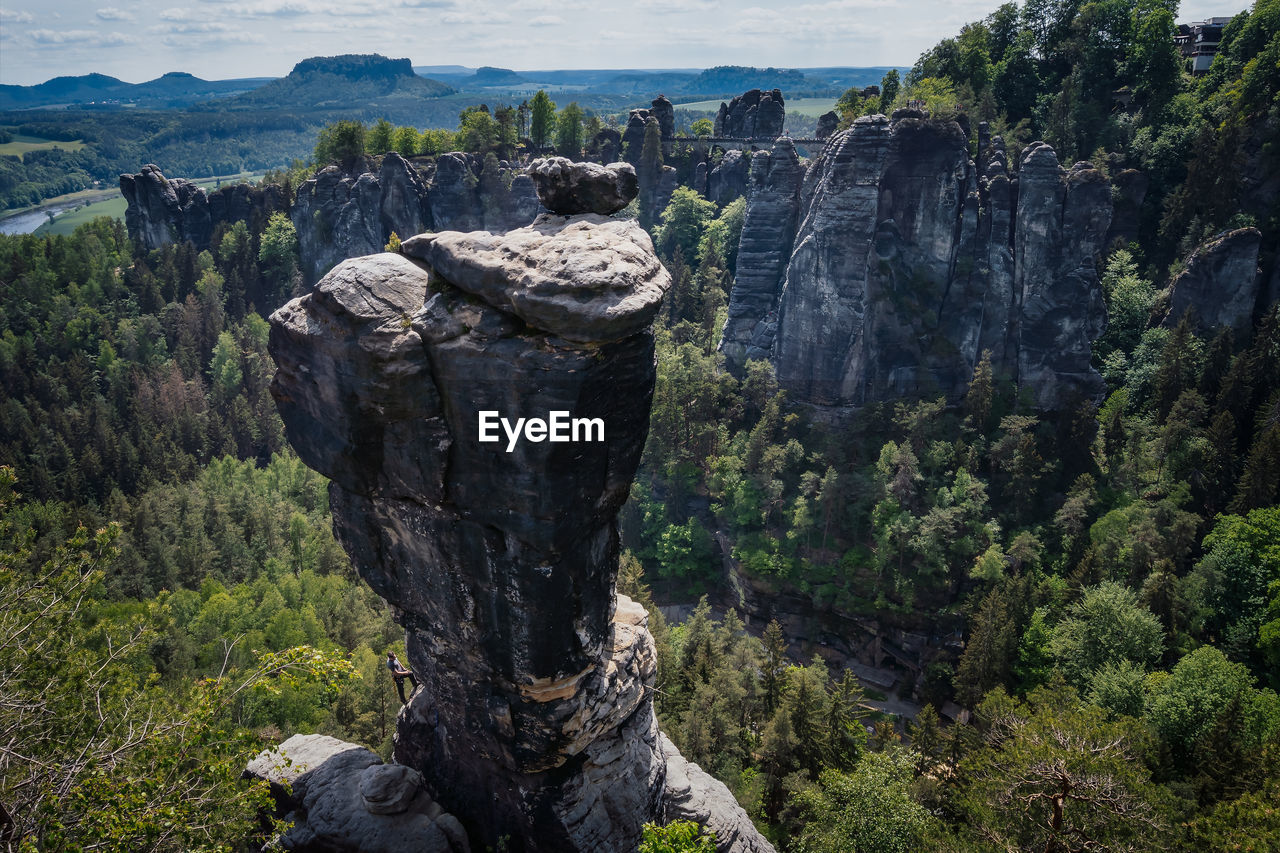 Ferdinandstein in famous bastei national park saxon switzerland, germany. 