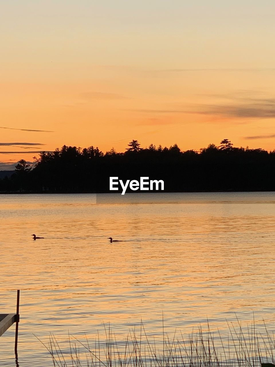 SCENIC VIEW OF LAKE AT SUNSET