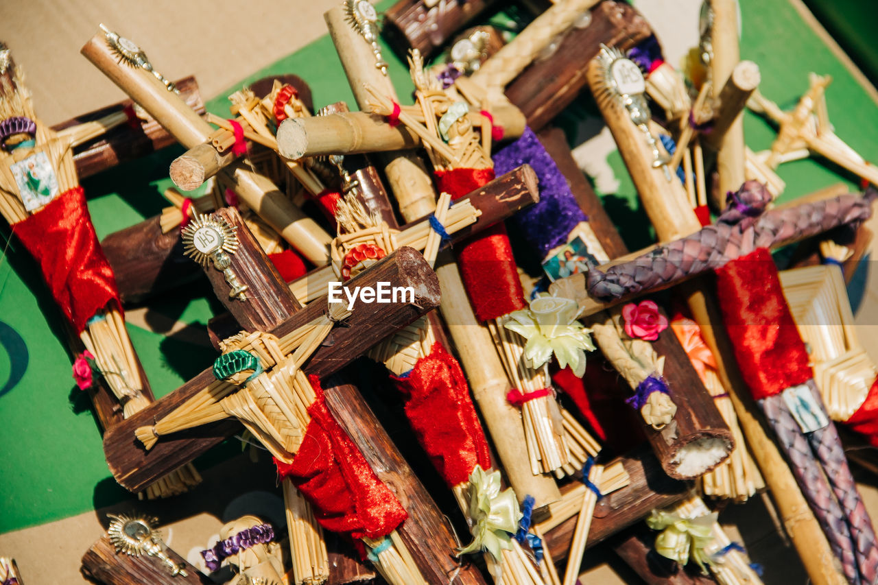 Palm leaf figures for sale during palm sunday