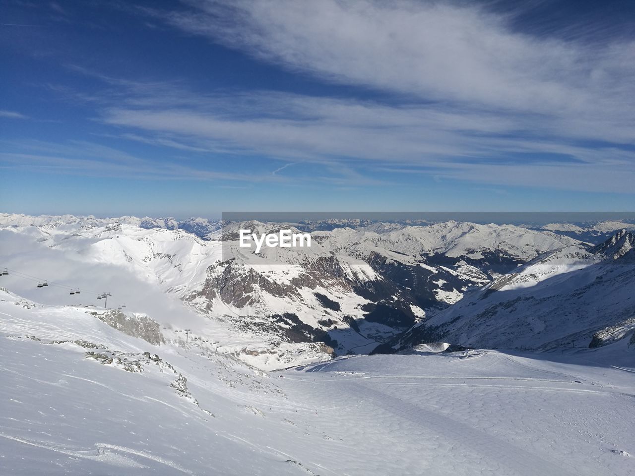 Scenic view of snow covered mountain against sky