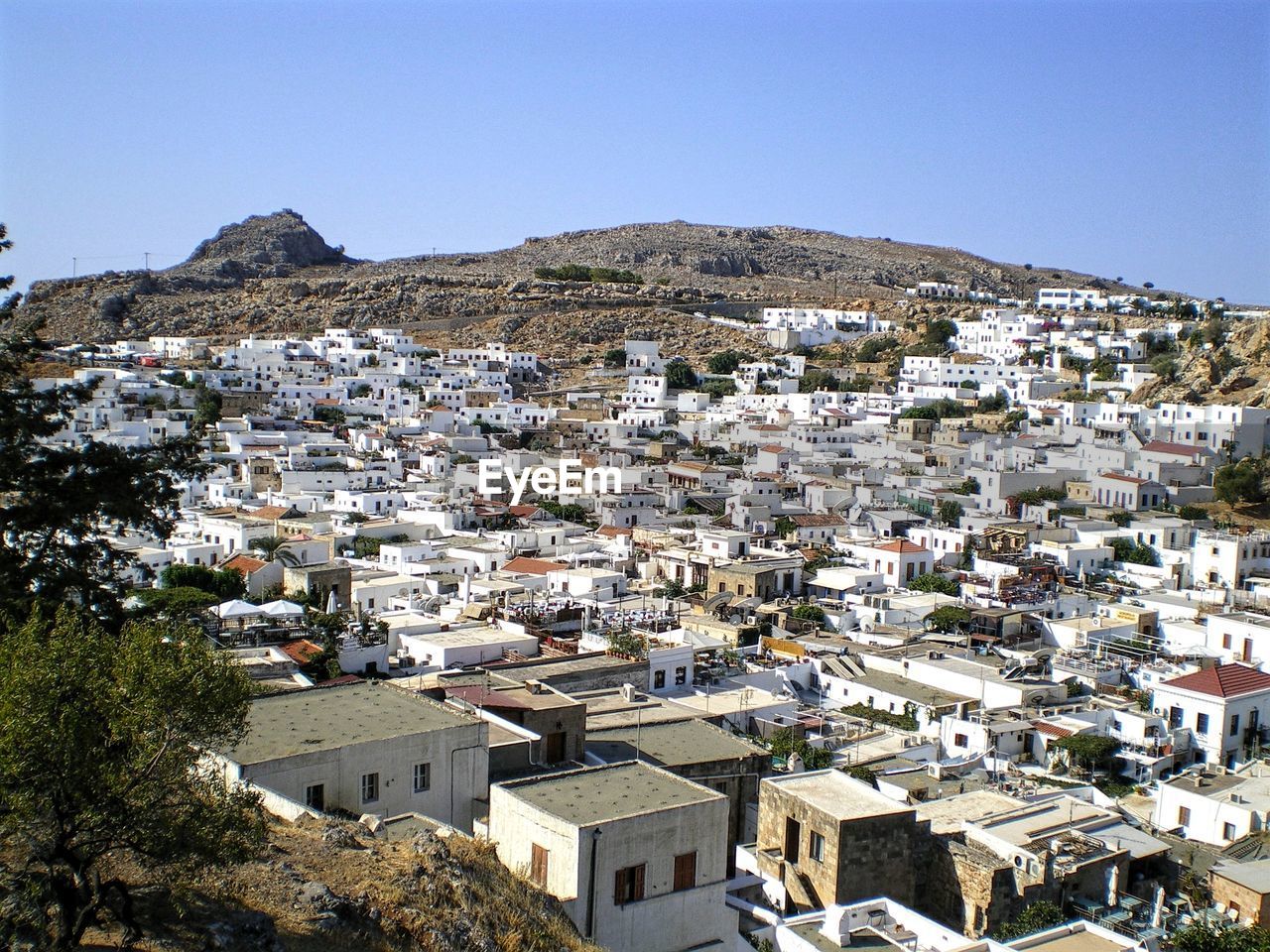 High angle view of townscape against sky