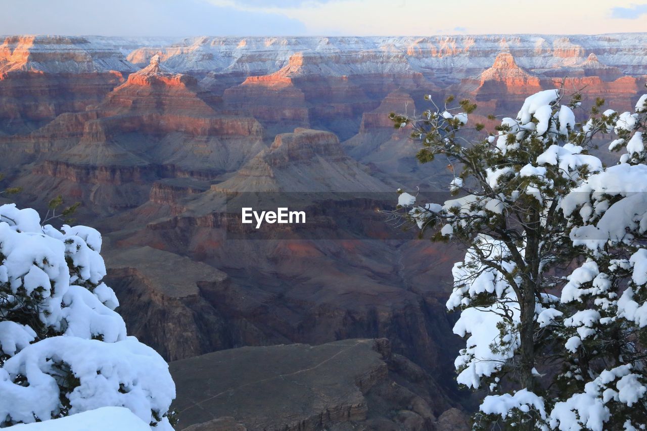 Scenic view of mountains during winter