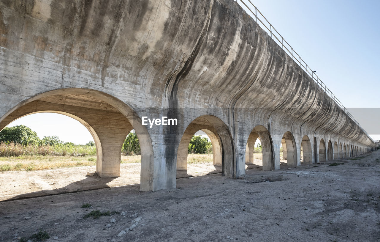 LOW ANGLE VIEW OF BRIDGE AGAINST CLEAR SKY