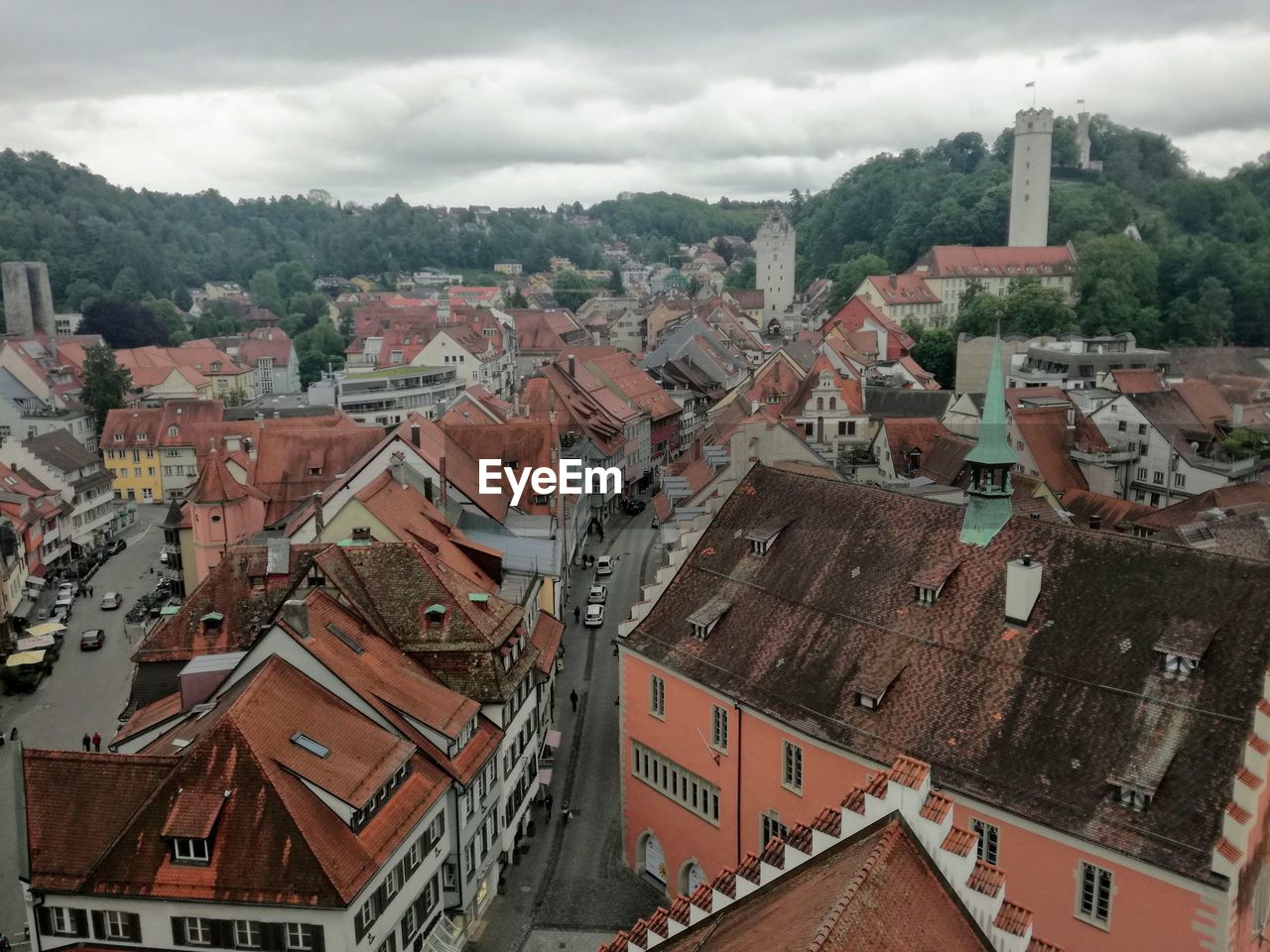 High angle view of townscape against sky