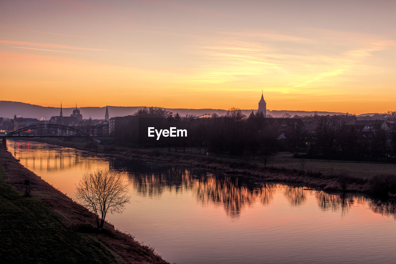 View of river at sunset