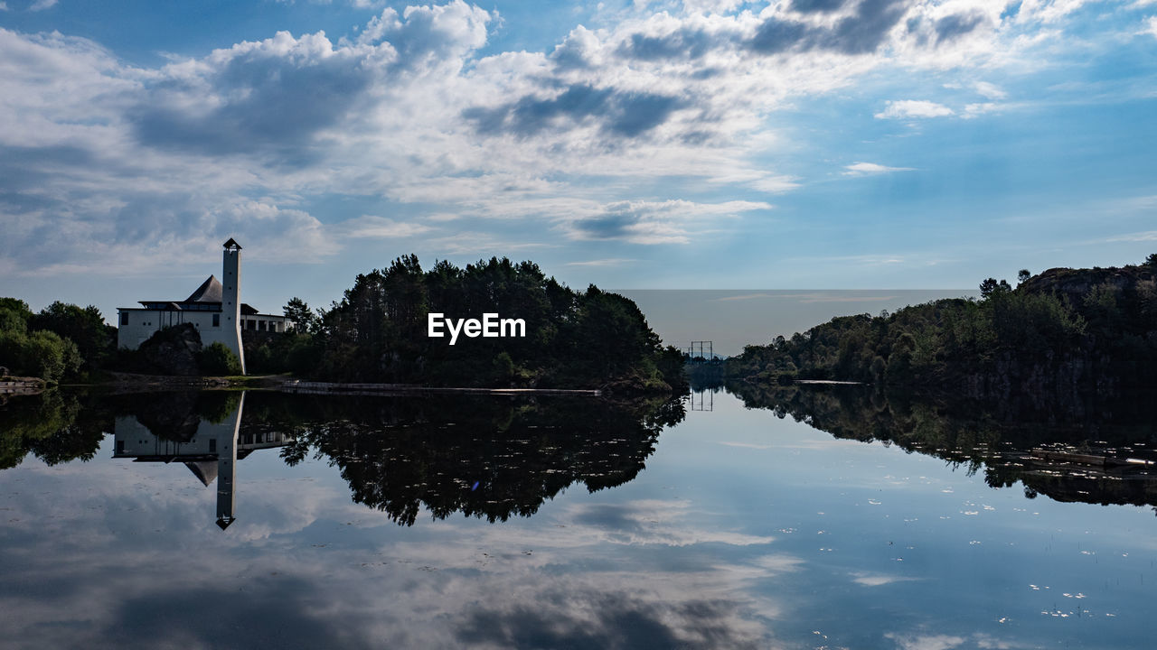 REFLECTION OF SKY ON LAKE IN WATER