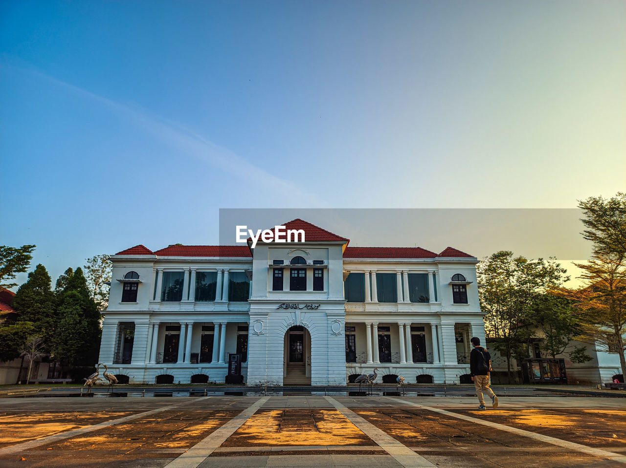 Exterior of building against clear blue sky