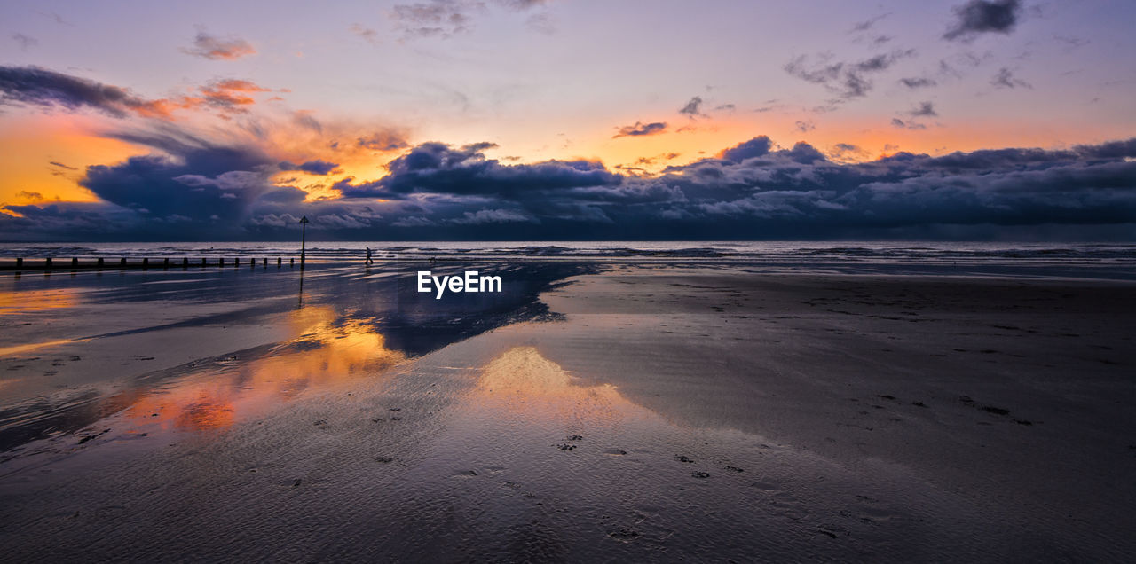 Scenic view of sea at sunset