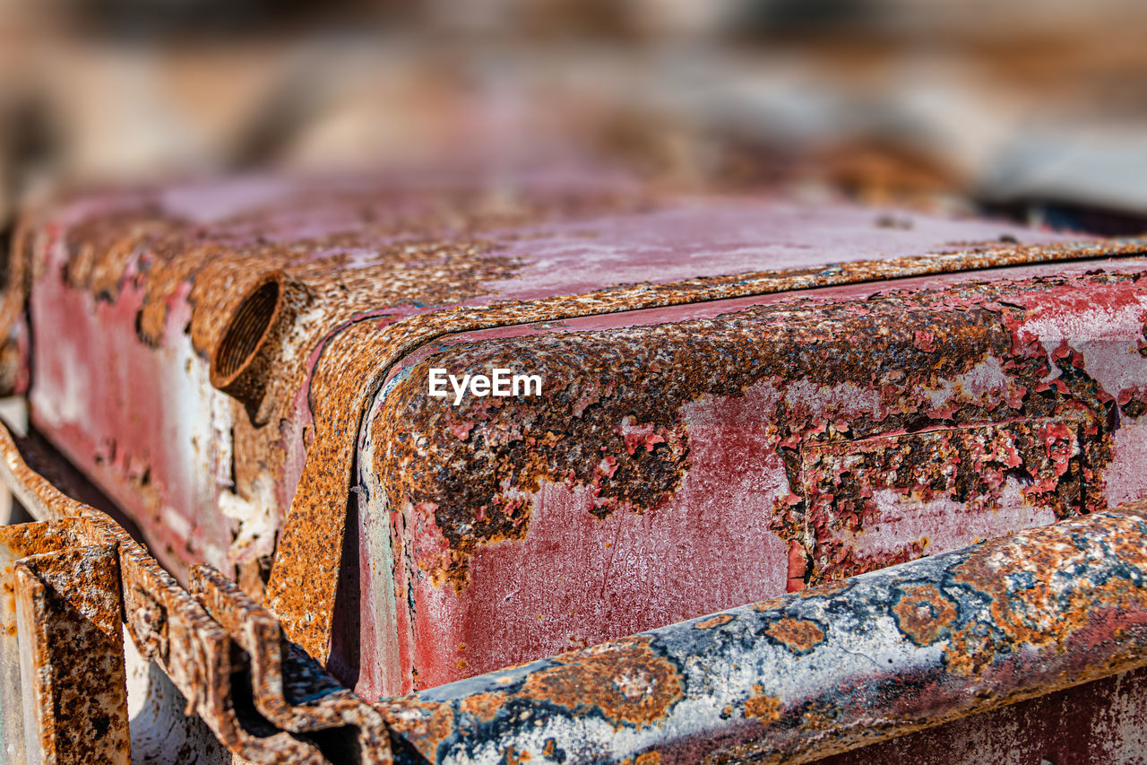 Close-up of rusty fuel tank