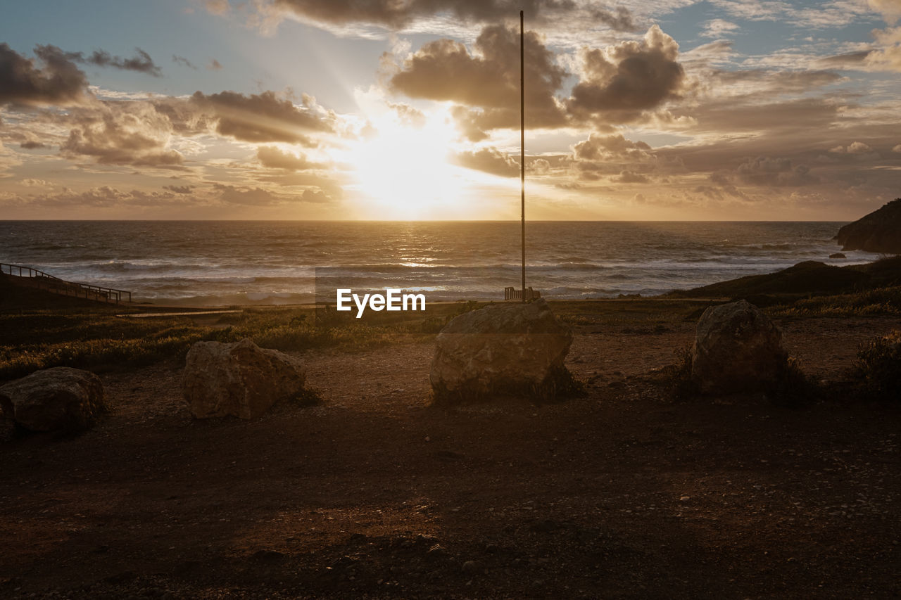 SCENIC VIEW OF BEACH DURING SUNSET