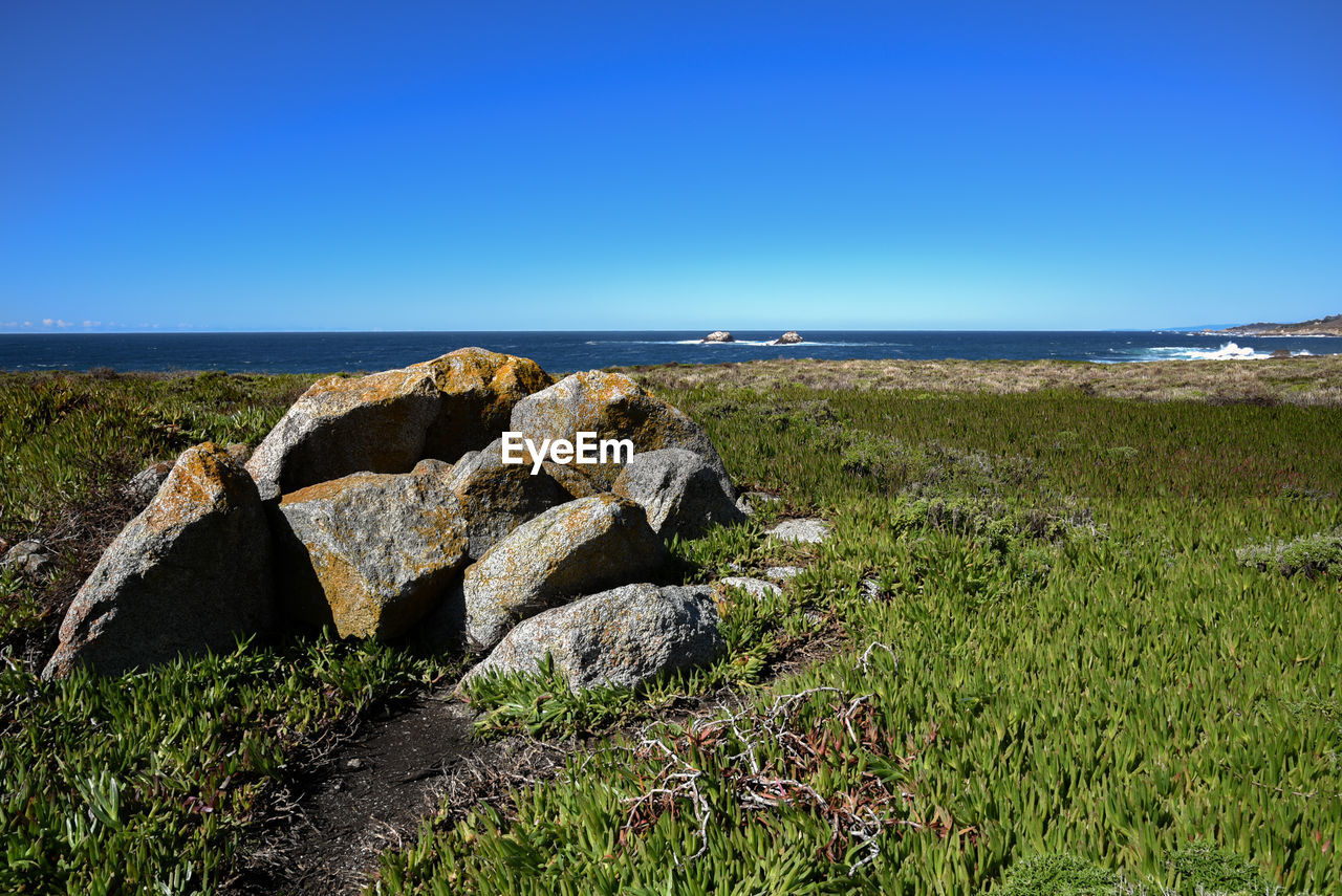 Scenic view of sea against clear sky