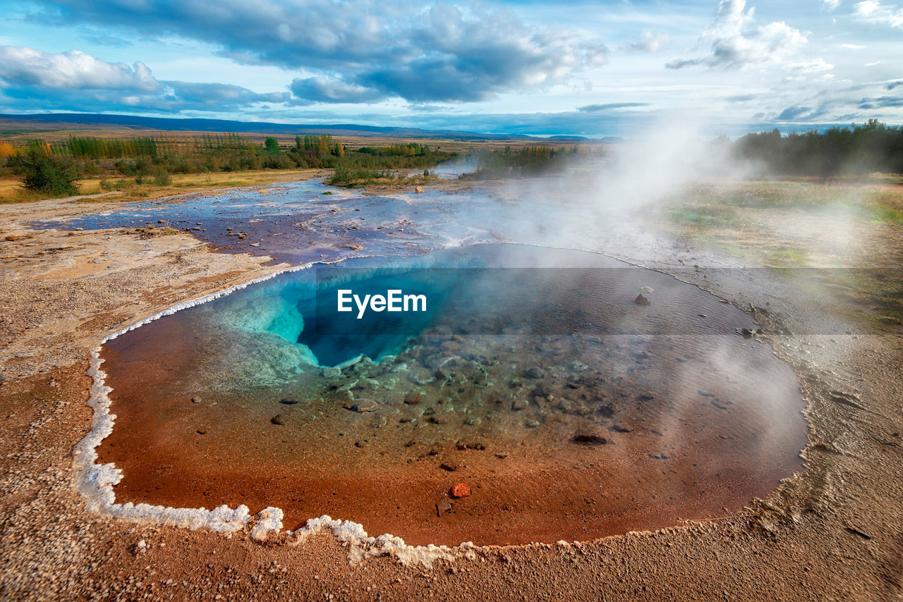 Aerial view of volcanic landscape