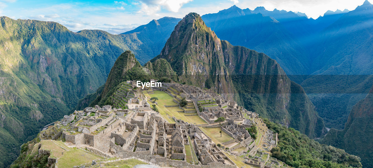 Panoramic view of old ruins at machu picchu