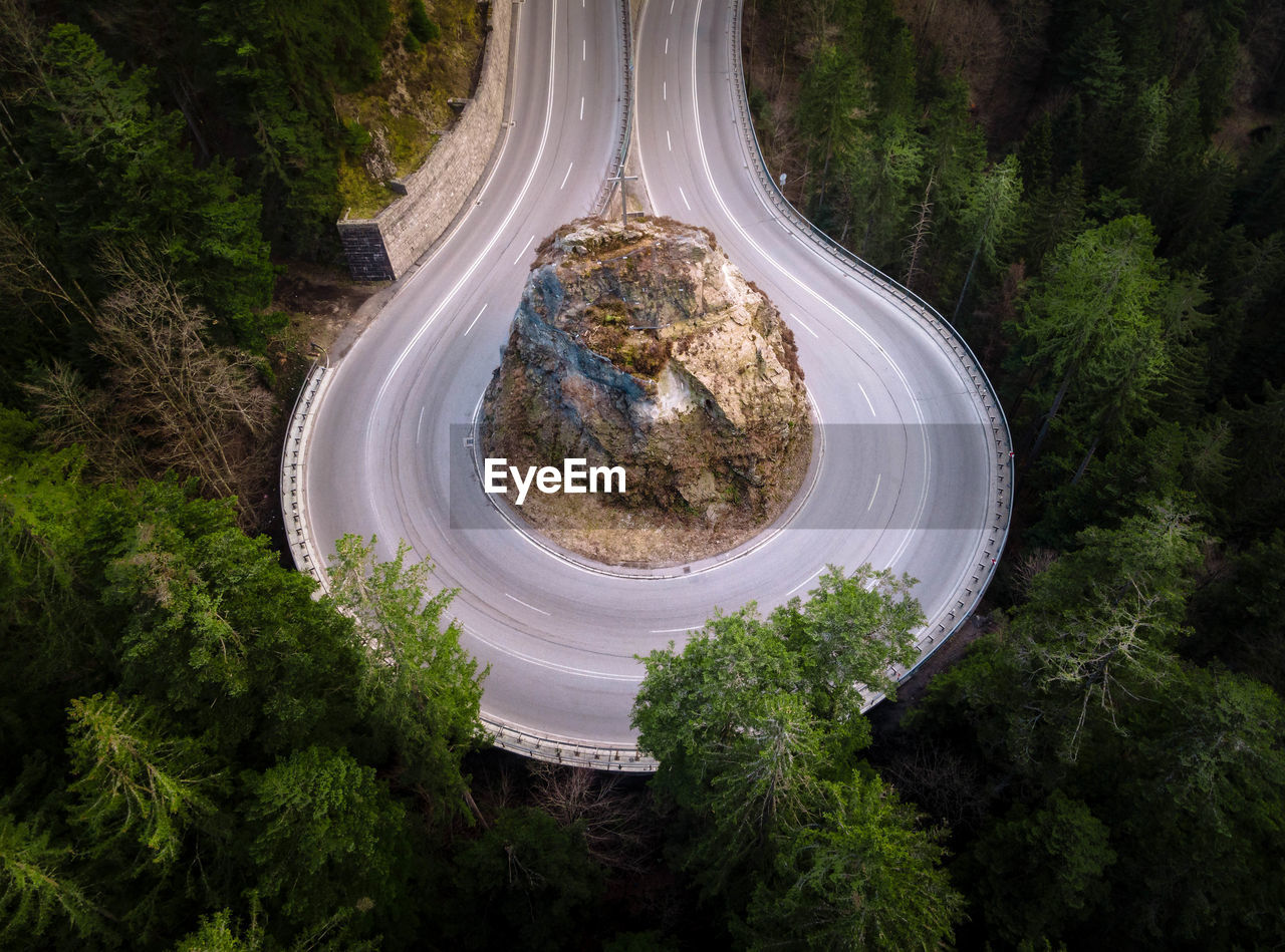 Aerial view on the loop road and forest at the summer time.  black forest, schwarzwald, germany