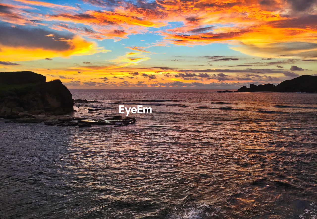 SCENIC VIEW OF SEA DURING SUNSET