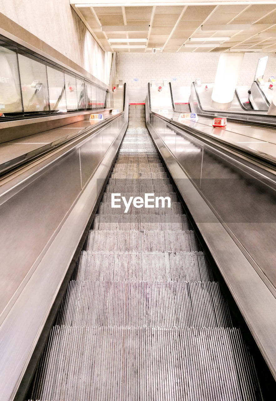 High angle view of escalator