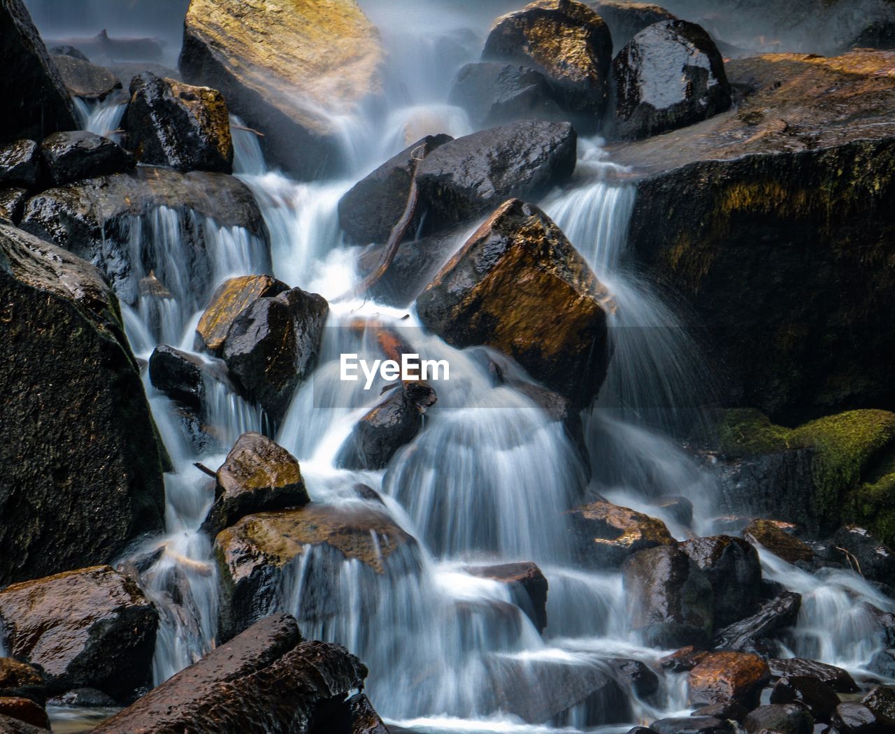 Low angle view of waterfall