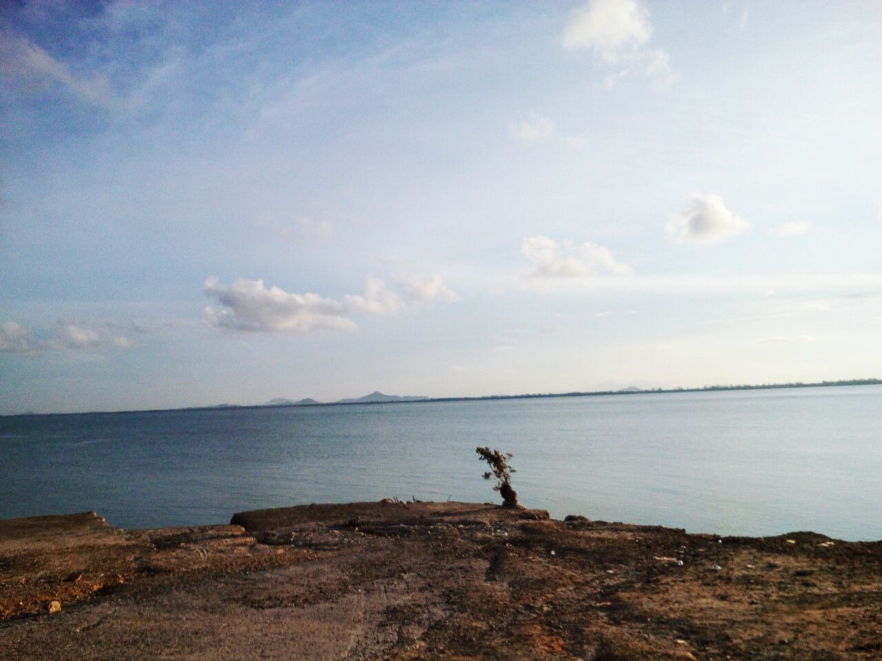 Scenic view of sea against cloudy sky