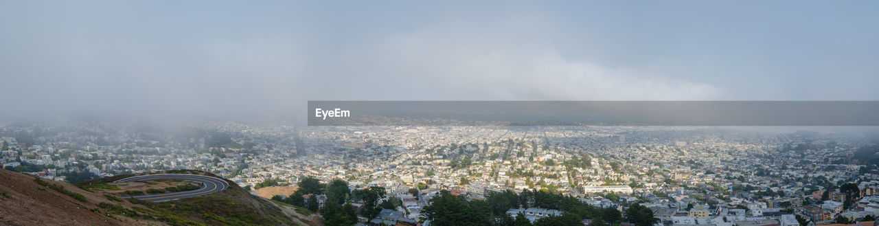 View of sf from twin peaks with a foggy day