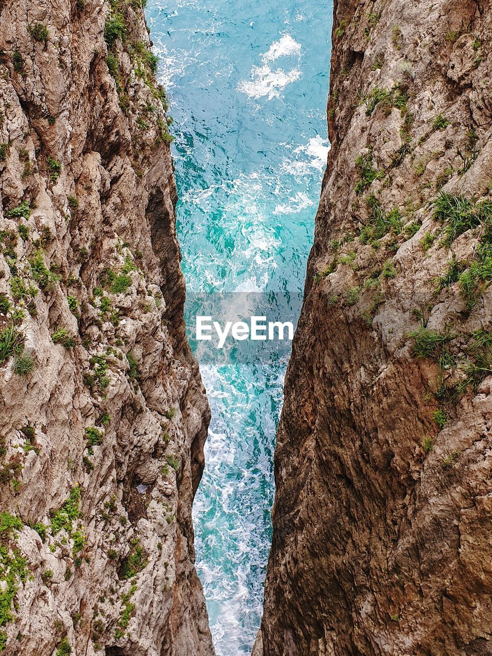 High angle view of rock formations by the rooftop