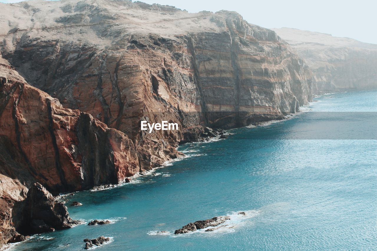 Scenic view of sea and mountains