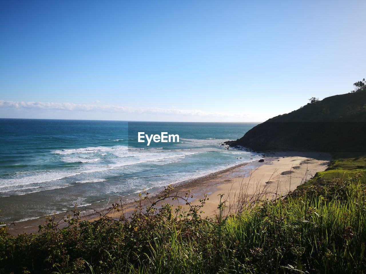 Scenic view of sea against clear sky