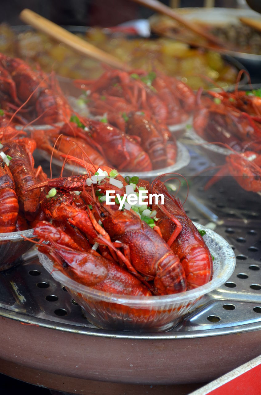 High angle view of seafood in plate