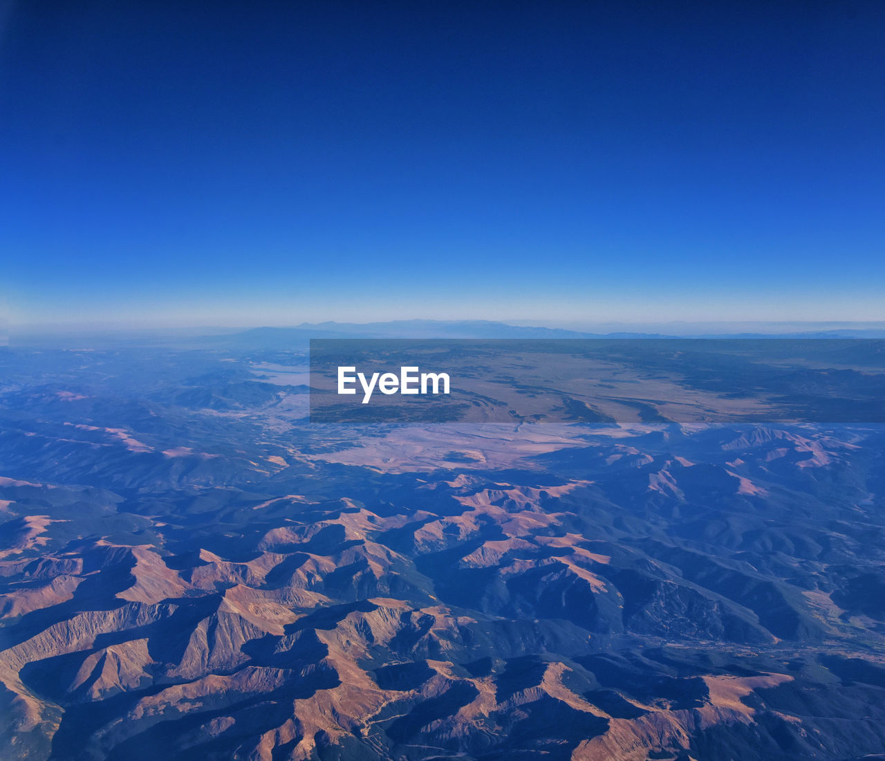 Aerial view rocky mountain landscapes on flight over colorado utah rockies wasatch front, usa.