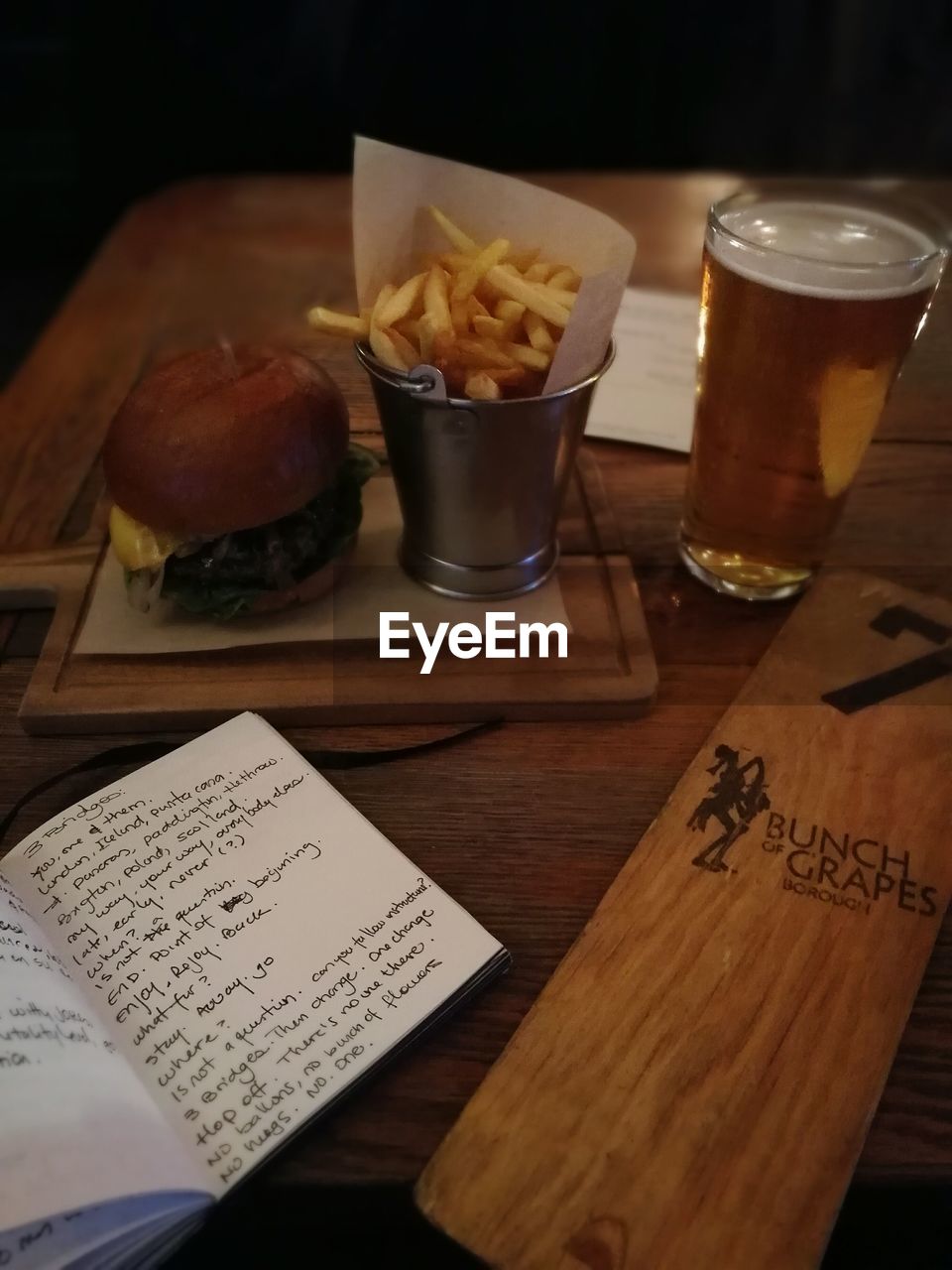 CLOSE-UP OF SERVED FOOD ON TABLE WITH TEXT