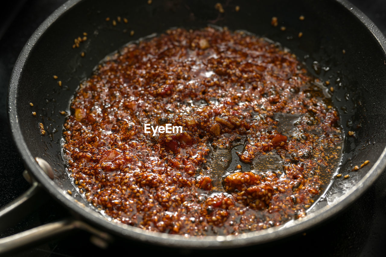 high angle view of food in container