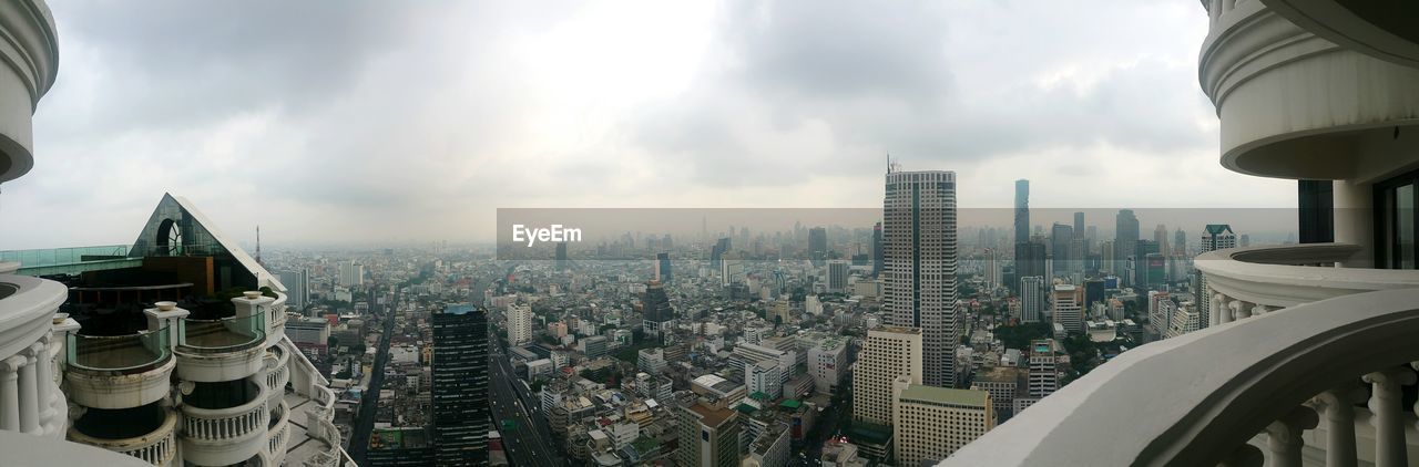 High angle view of buildings in city