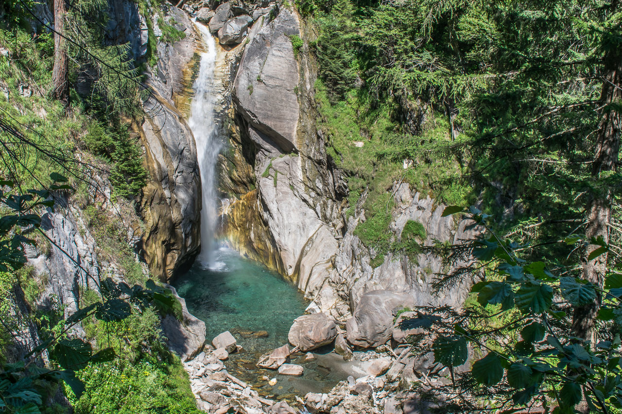 STREAM AMIDST ROCKS IN FOREST