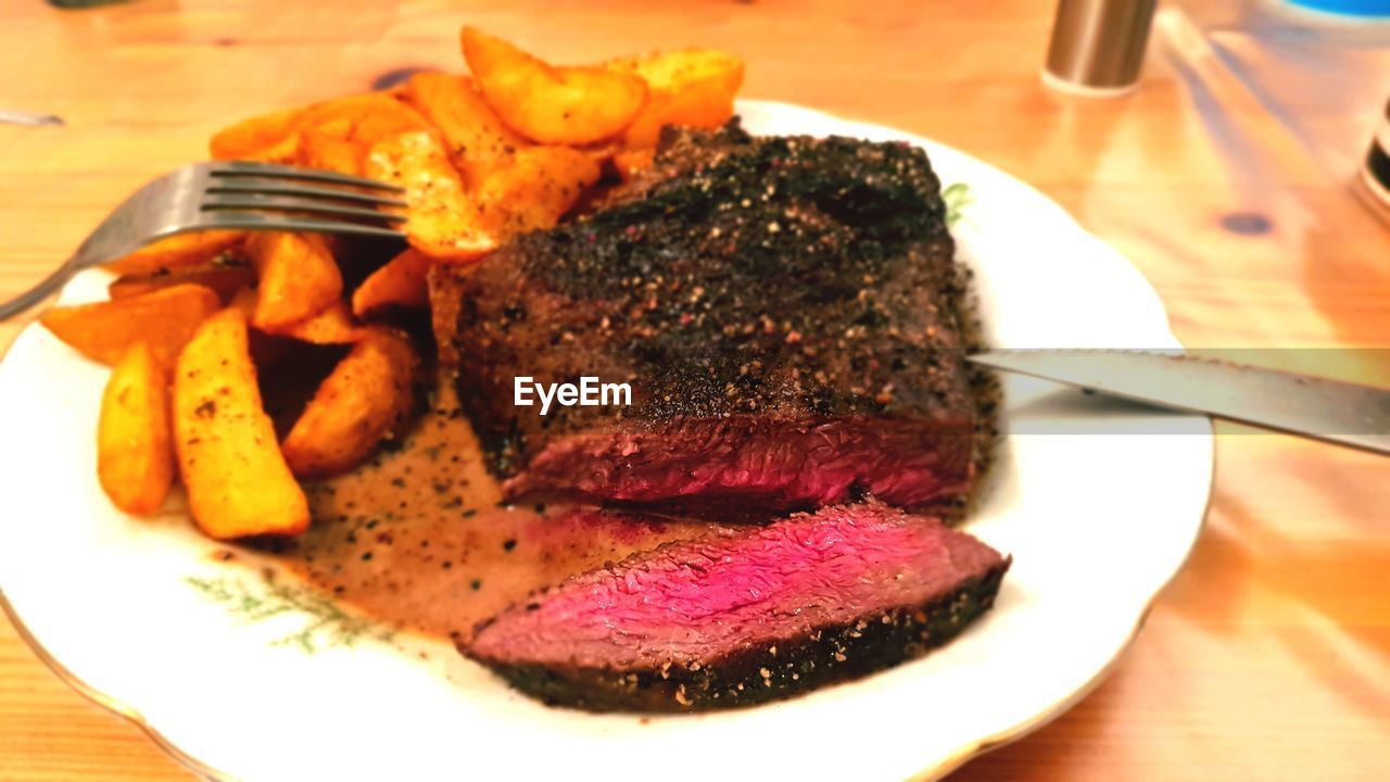 CLOSE-UP OF FOOD SERVED ON PLATE