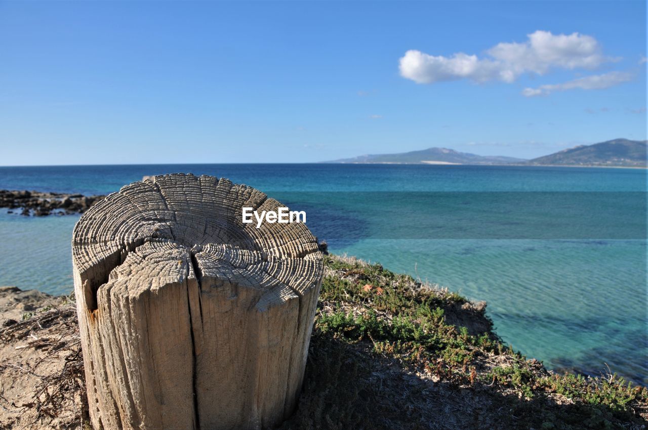 Close-up of sea against blue sky