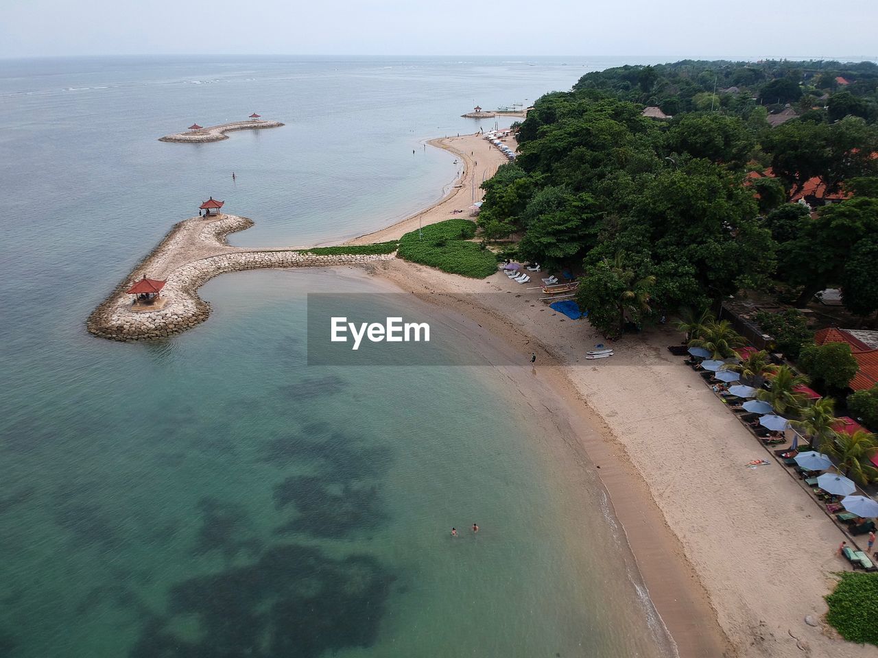 High angle view of beach against sky