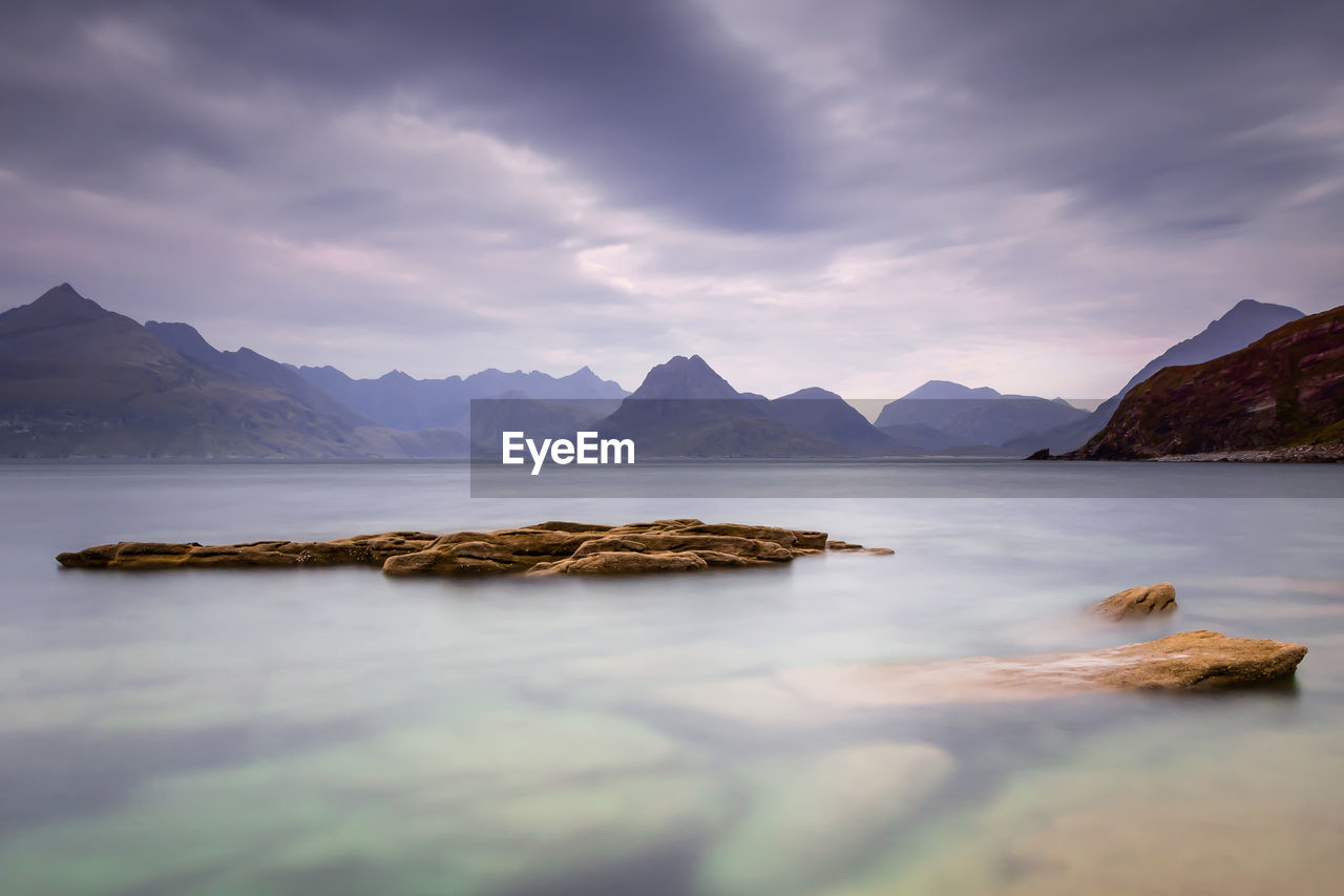 Scenic view of landscape and mountains against sky