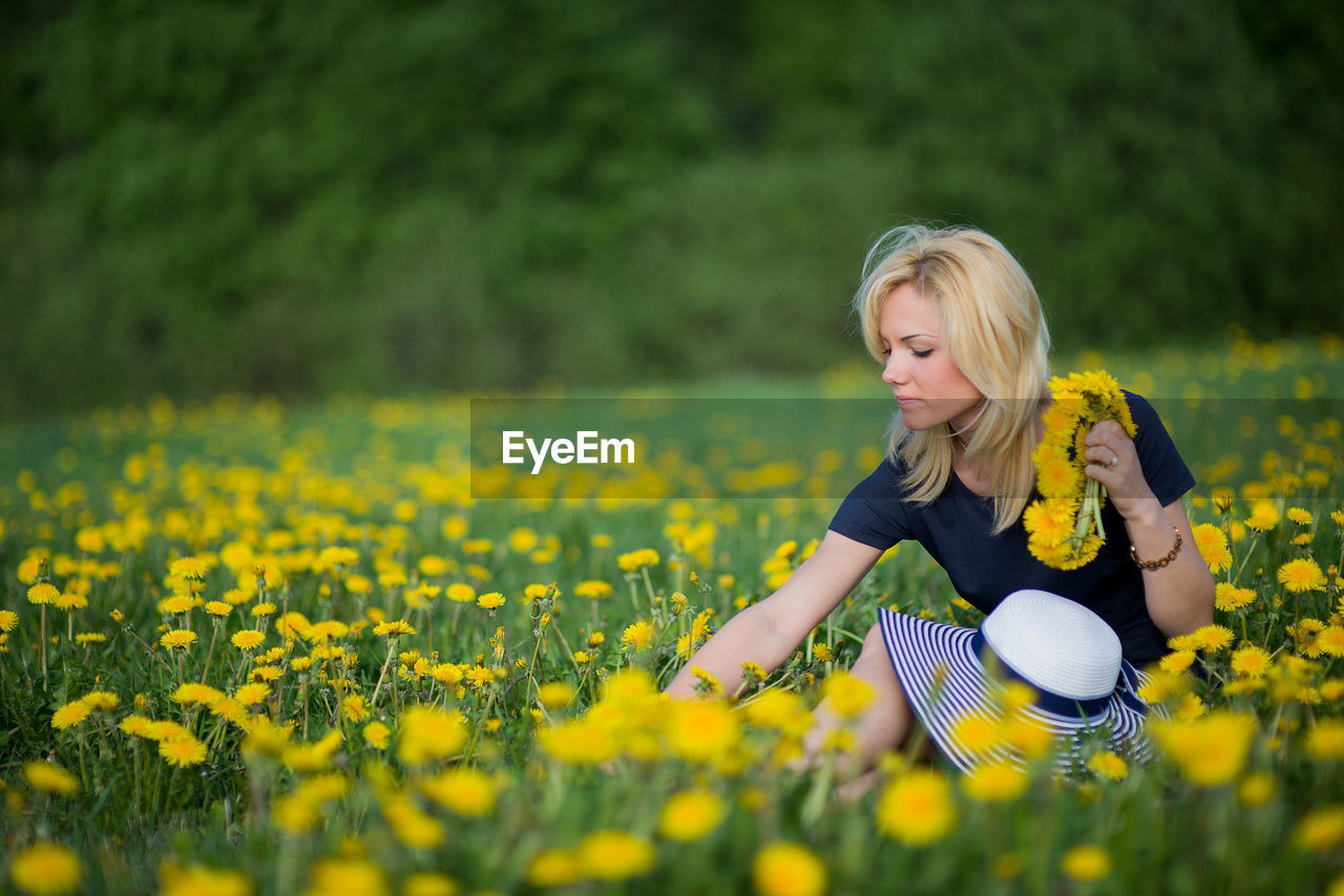 Portrait of woman on meadow