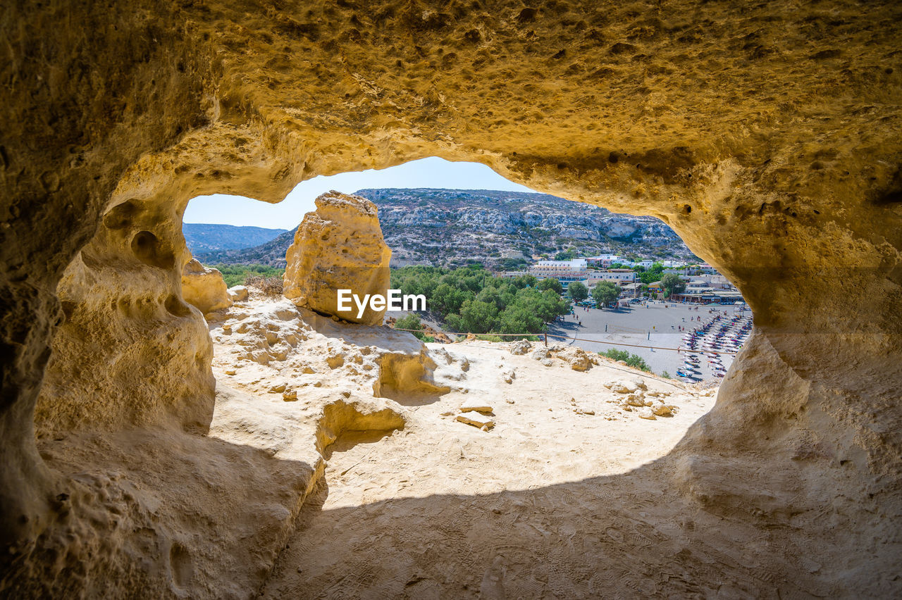 high angle view of rock formations