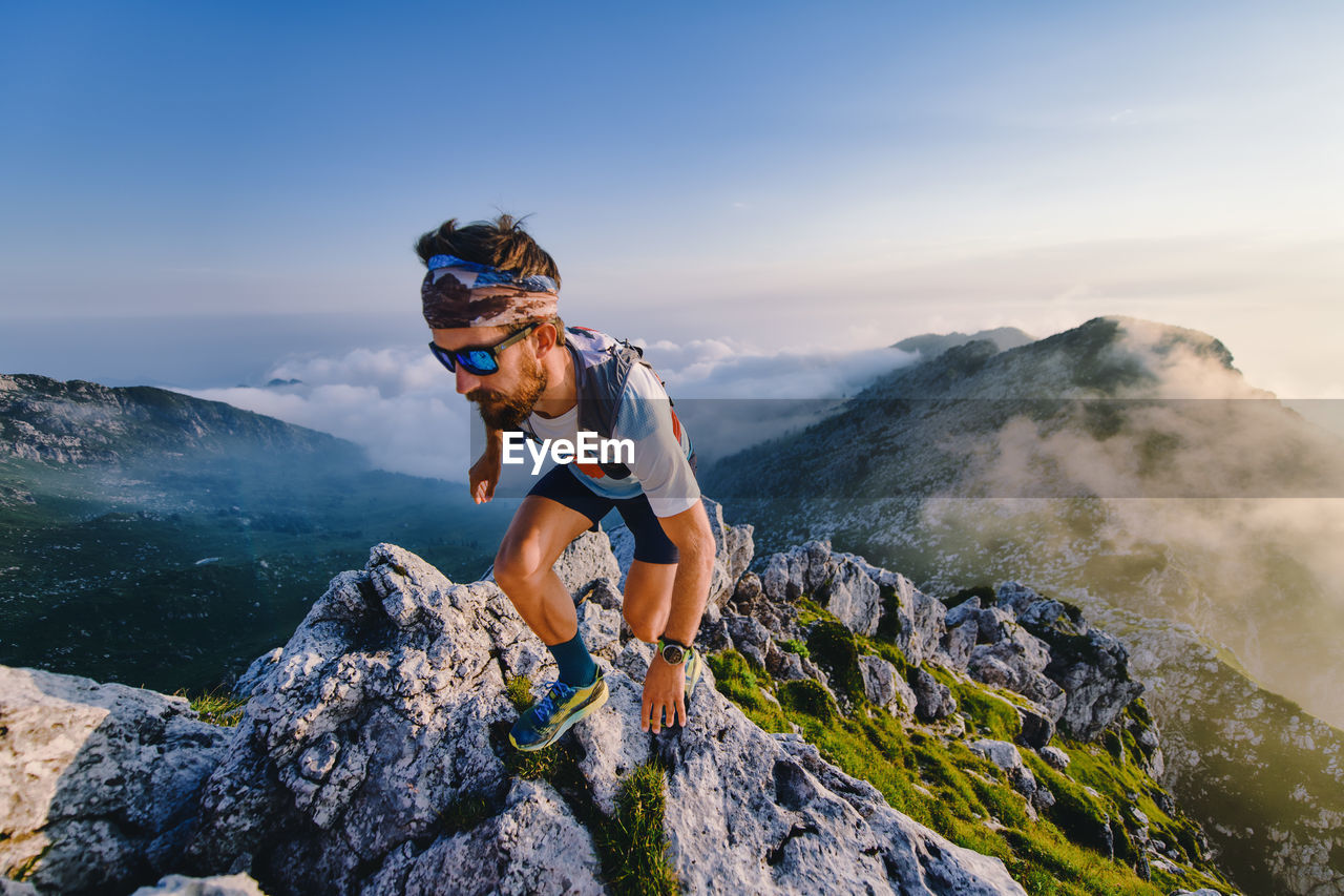 Ultra marathon athlete in the mountains during a workout