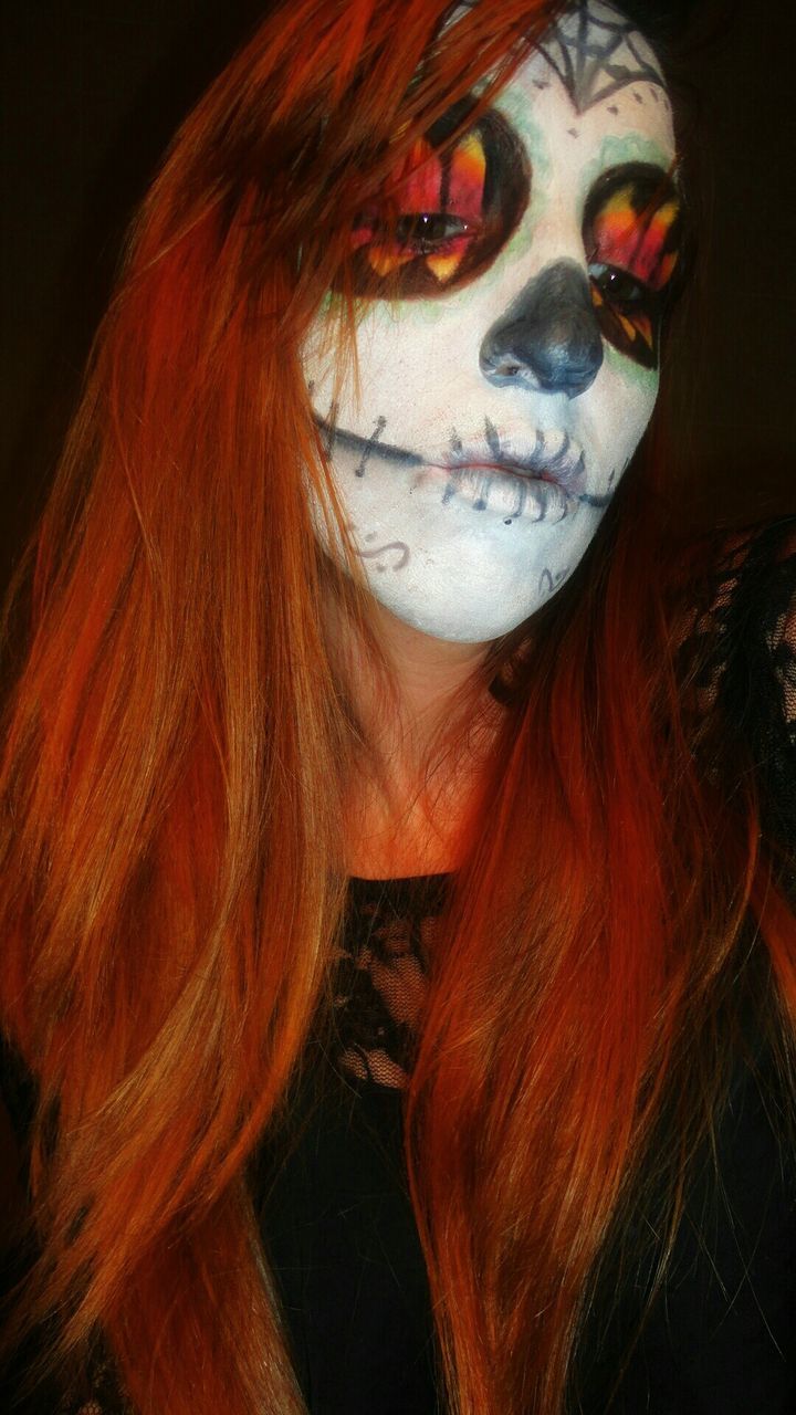 Close-up of woman with spooky halloween make-up