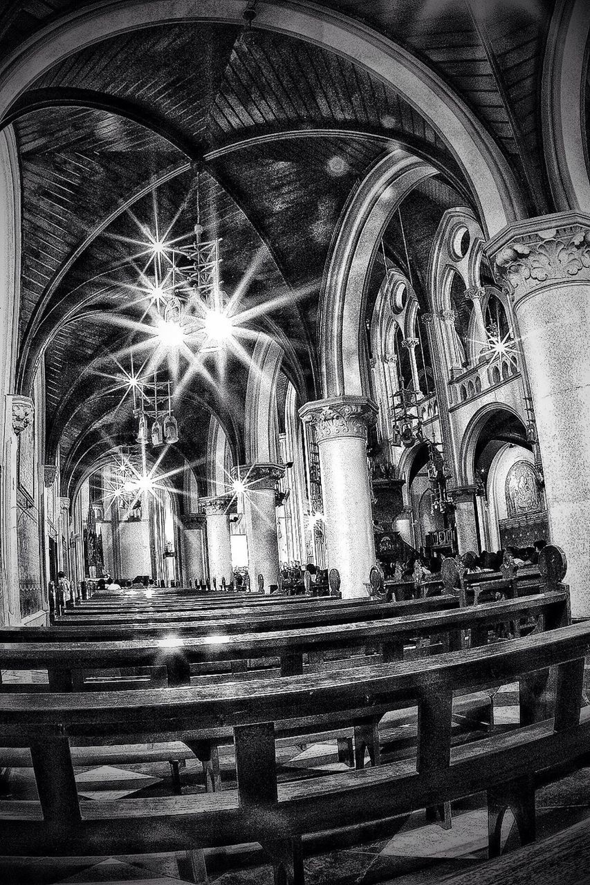 Interior of illuminated church