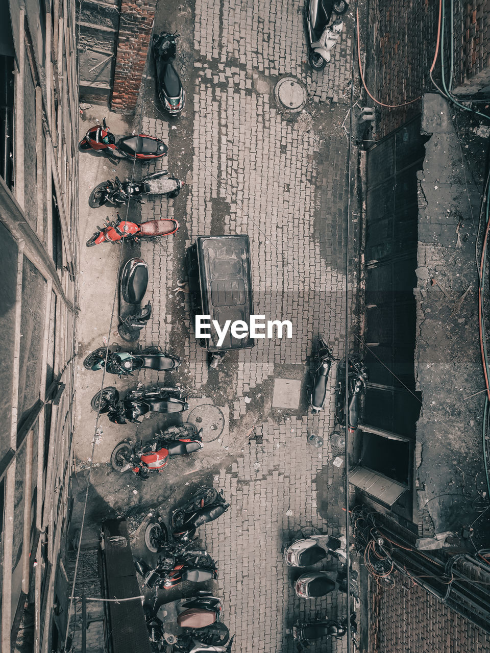 High angle view of buildings in city