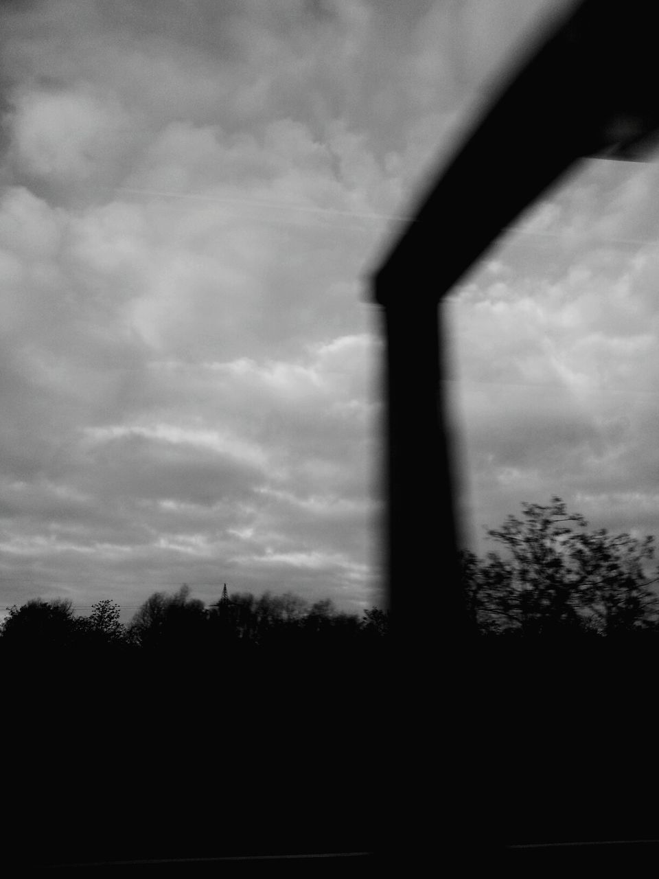 SILHOUETTE OF TREES AGAINST CLOUDY SKY