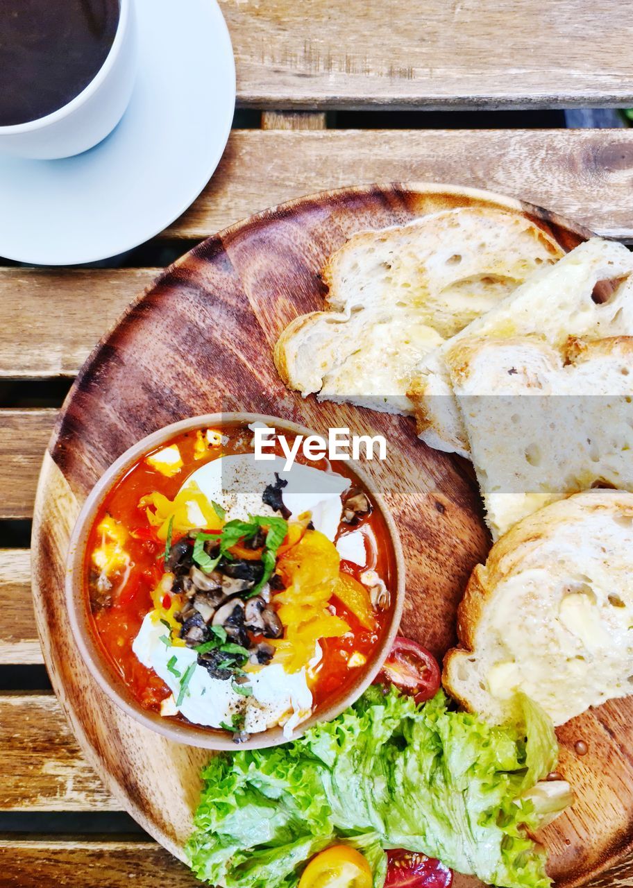 High angle view of food on table