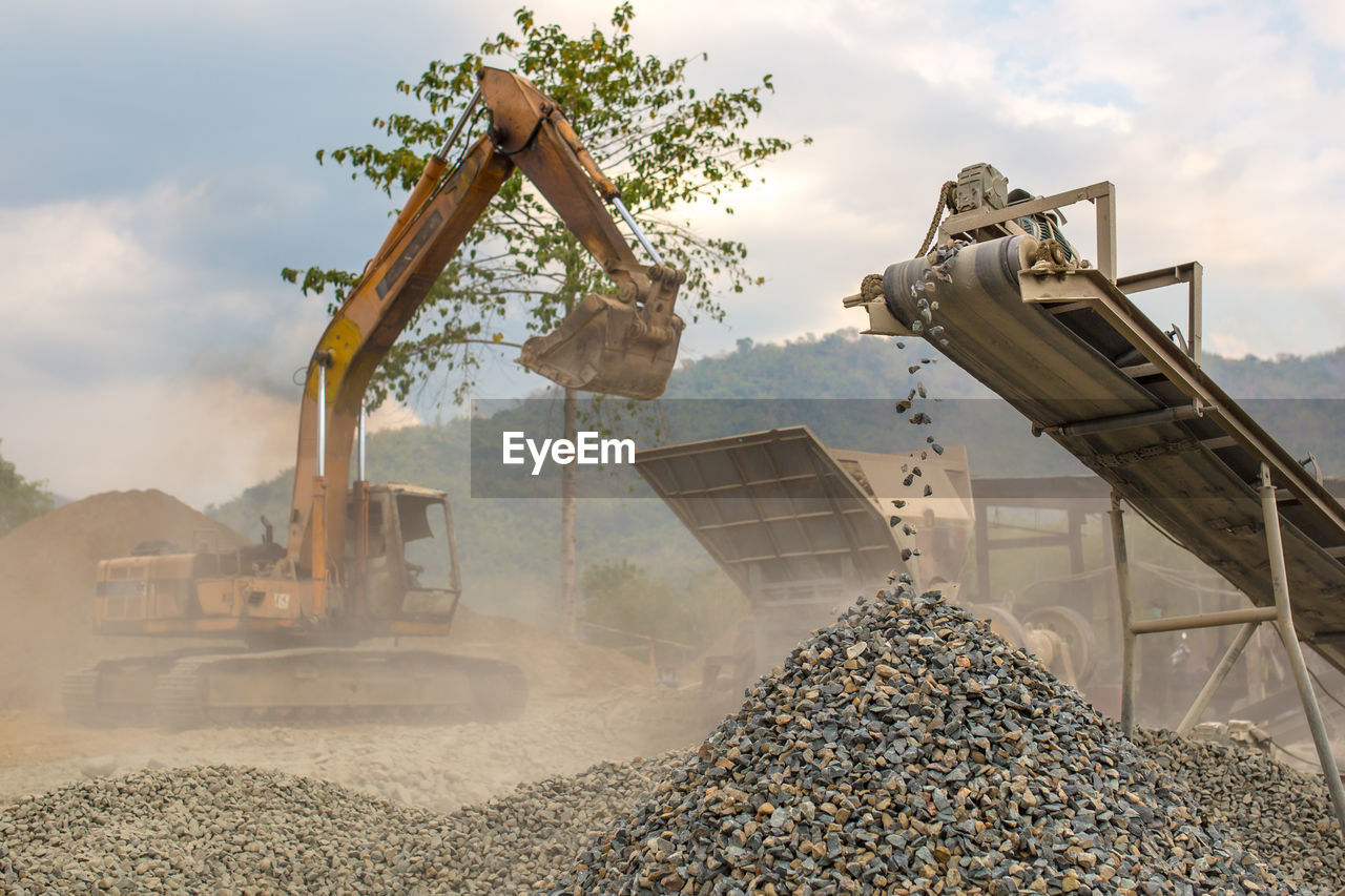 Excavator working at construction site